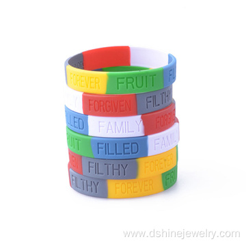 Multi Colors Silicone Bangle Words Engraved Wristband